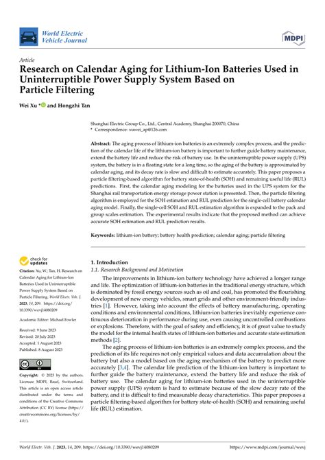 Pdf Research On Calendar Aging For Lithium Ion Batteries Used In