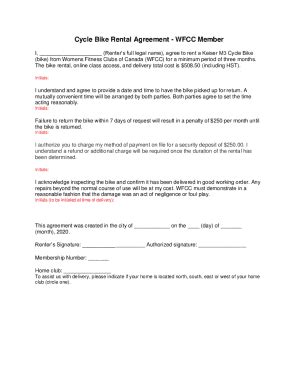 Fillable Online Bicycle Rental Agreement PDF TemplatesJotformBicycle