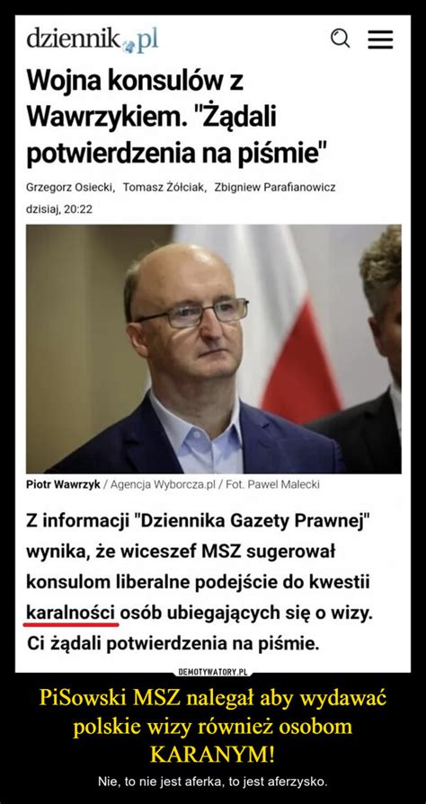 PiSowski MSZ nalegał aby wydawać polskie wizy również osobom KARANYM