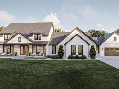 Two Story 4 Bedroom Modern Farmhouse For A Wide Lot With Loft And Multiple Garages Floor Plan