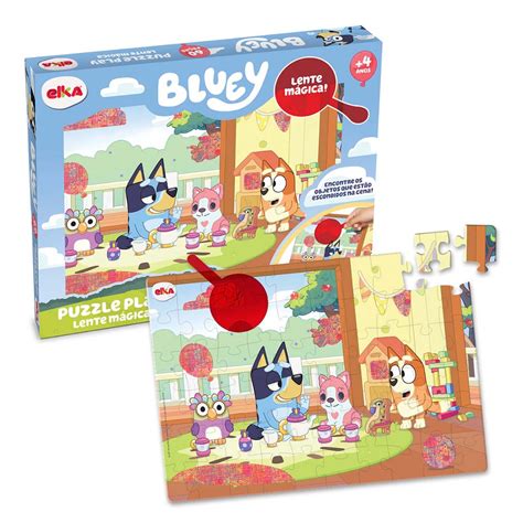 ELKA QUEBRA CABEÇA LENTE MÁGICA PUZZLE PLAY BLUEY 60 PEÇAS