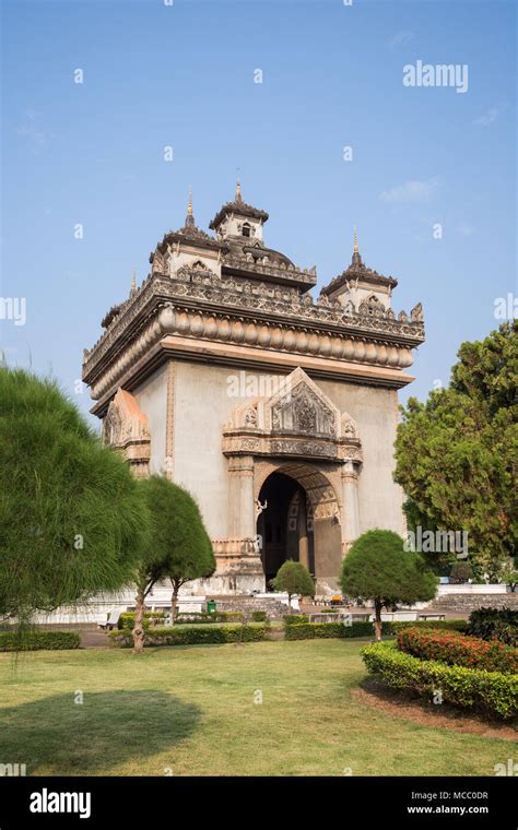 View Of The Patuxai Victory Gate Or Gate Of Triumph War Monument In