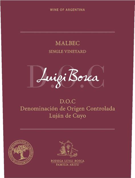 2014 LUIGI BOSCA Malbec D.O.C. Argentina | Wine Merchants West
