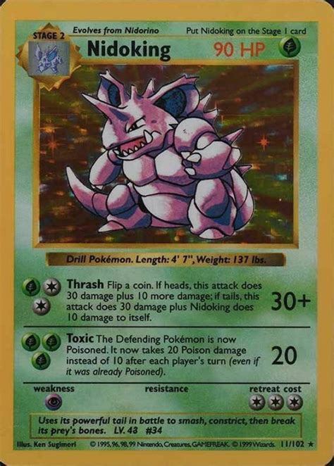 1999 Pokemon Game Nidoking Holo 11 Tcg Vcp Price Guide