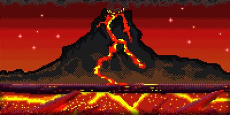 Volcano Eruption Pixel Art