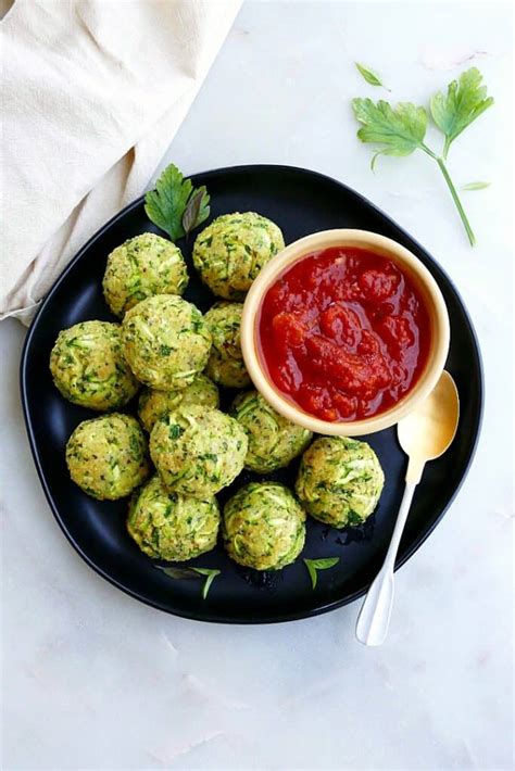 Baked Italian Zucchini Balls Recipe Its A Veg World After All®