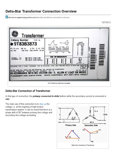 Delta-Star Transformer Connection Overview - EEP | PDF | Transformer | Electric Power Distribution