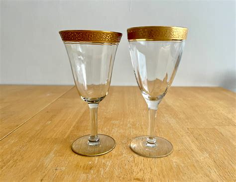 2 Vintage Tiffin Franciscan Gold Encrusted Rambler Rose Wine Etsy