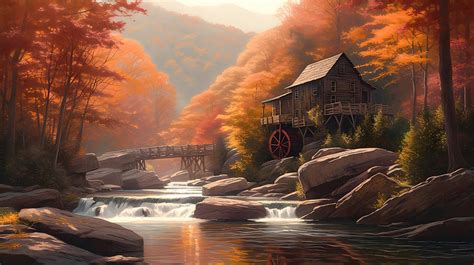 Glade Creek Grist Mill Digital Art By Artella Studio Fine Art America