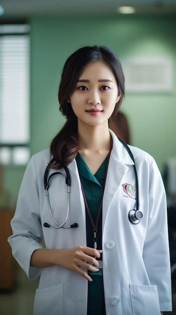 Premium AI Image A Woman Wearing A Green Shirt With A Stethoscope