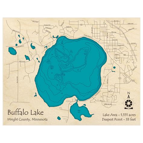 Buffalo Lake 3D Custom Wood Map – Lake Art LLC