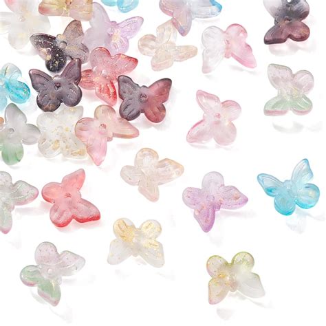 Airssory 200 Pcs 10 Colors Butterfly Glass Crystal Beads With Glitter