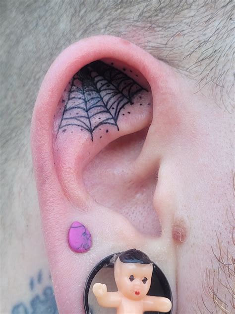 Top More Than 62 Spider Web Tattoo Behind Ear Incdgdbentre