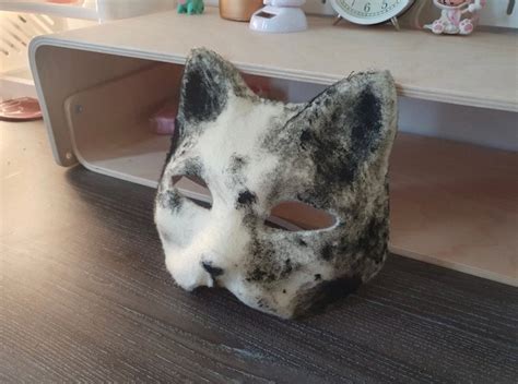 Hand Painted Felted Therian Cat Mask Etsy Polska