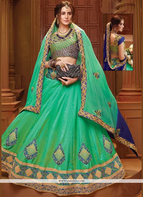 Buy Sea Green Embroidered Work Lehenga Choli Online 73284