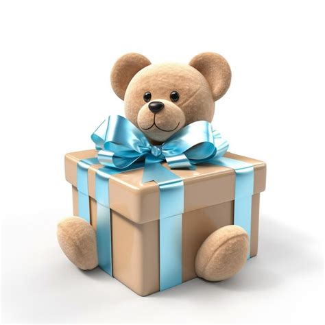 Premium Photo White Gift Box With Blue Ribbon Bow