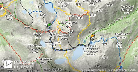 Trasa Zawrat Schronisko Pttk W Dolinie Pi Ciu Staw W Polskich Mapa