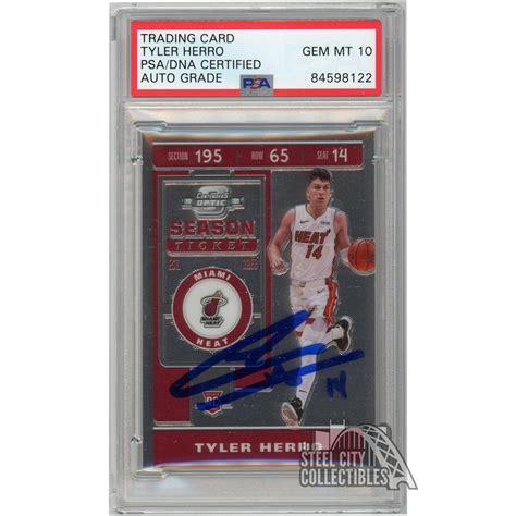 Tyler Herro 2019 20 Panini Contenders Optic Autograph RC Card 125 PSA