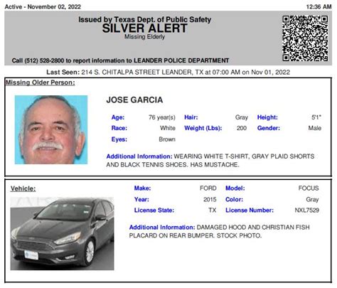 Texas Alerts On Twitter ACTIVE SILVER ALERT For Jose Garcia From