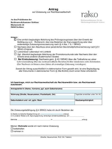 Ausfüllbar Online Merkblatt fr einen Antrag auf Zulassung als Fax