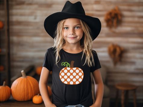 Kids Halloween T Shirt Dotted Pumpkin Tiny Tots Kids