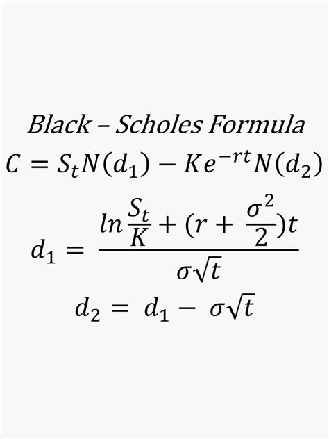 Black Scholes Formula Sticker For Sale By Equations Redbubble