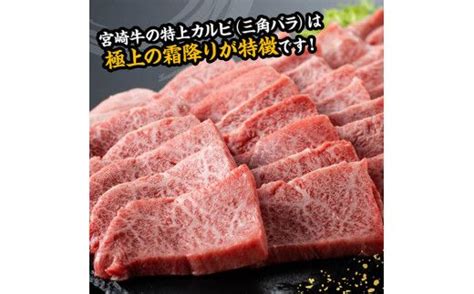 宮崎牛 特上カルビ 焼肉用 （三角バラ） 合計600g【 肉 牛肉 国産 宮崎県産 黒毛和牛 特上 カルビ 】 D11420 （宮崎県川南町