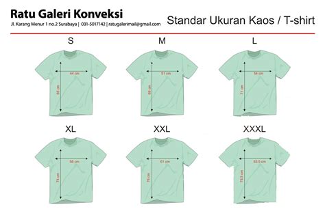 Standar Ukuran Kaos Or T Sh Lunar Garment Indonesia