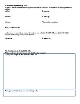 Expresate Book 1 Ch 3 Test Review Worksheet By ALJanda TpT