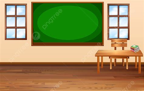 Blank Classroom Scene With Empty Chalkboard Education Image Template