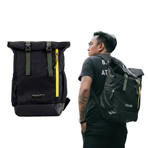 Jual Tas Ransel Pria Rolltop Laptop Bag Arcio Logan Black Free Rain