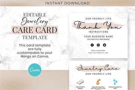 Printable Jewelry Care Card