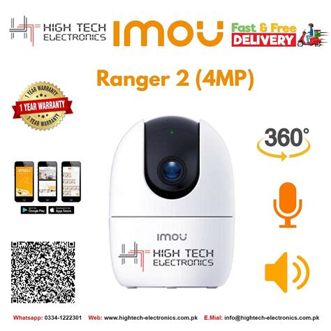 IMOU Ranger 2 4MP Smart Security Camera | Pan-Tilt-Zoom, Two-Way Audio, Night Vision - High Tech Ele