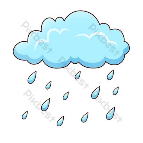 Cute Simple Blue White Rain Clipart Decoration PNG Images | PSD Free ...