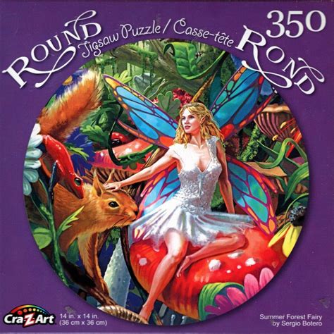 Summer Forest Fairy By Sergio Botero Piece Round Jigsaw Puzzle