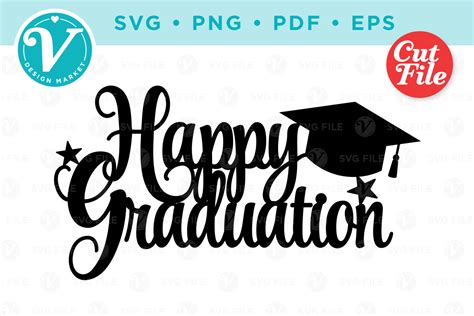 Happy Graduation Diy Cake Topper Gr Fico Por V Design Market