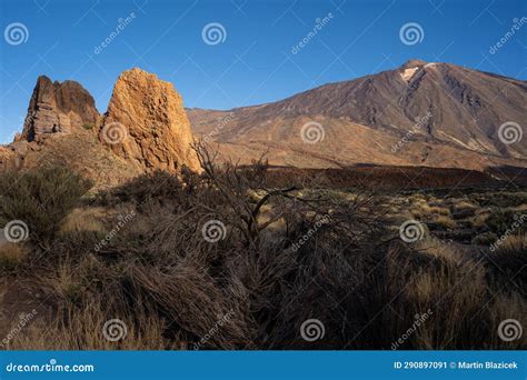 View Of Los Roques De Garcia Tenerife Spain Europe Mount Teide In