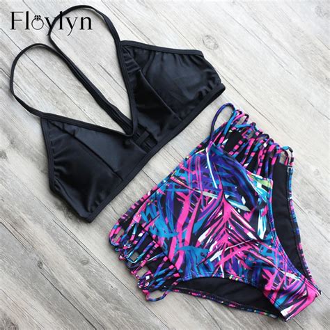 FLOYLYN New Summer Printed Beach Bathing Suit Push Up Swimwear Women Swimsuit Bikini Set Sexy