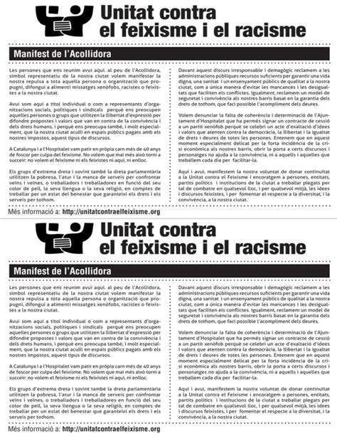 Unitat Contra El Feixisme I El Racisme Unitat Contra El Feixisme I El