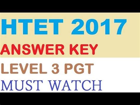 Htet Answer Key Pgt Level Haryana Gk Youtube