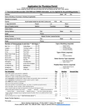 Fillable Online Bsd Dli Mt Application For Plumbing Permit Fax Email