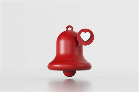 Premium Photo Red Notification Bell And Heart Shape On White Background