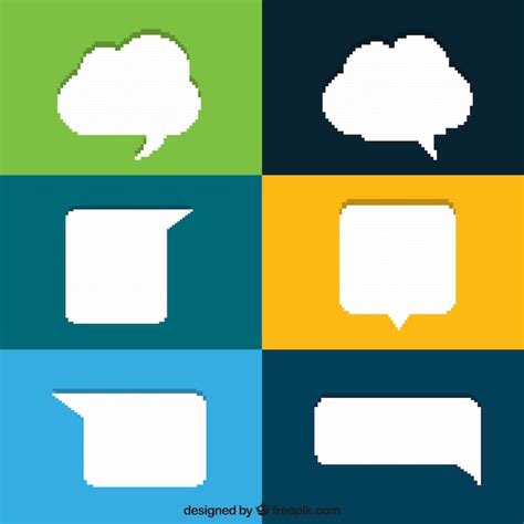 Free Vector White Pixelated Speech Bubbles