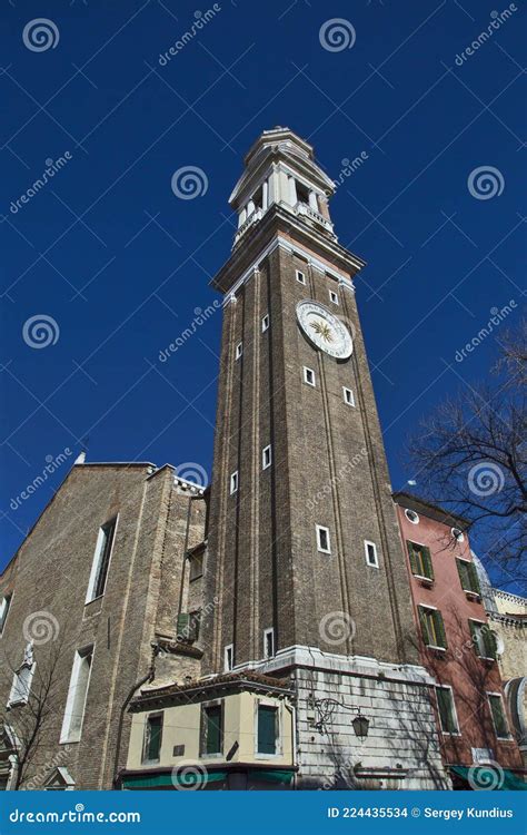 An Ancient Tower With A Clock Cathedral Editorial Stock Image Image