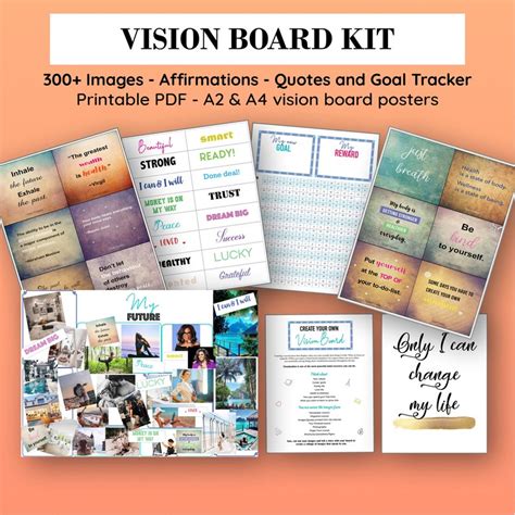 Vision Board Kit Printable Manifesting Affirmation Cut Outs Etsy