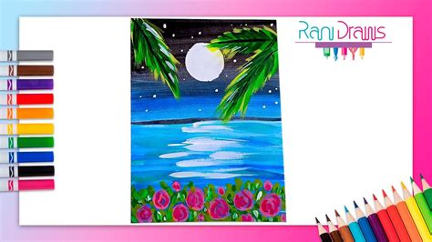 C Mo Dibujar Un Paisaje Nocturno De Playa Paso A Paso Con Acuarela