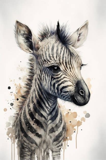 Pintura Em Aquarela De Uma Zebra Em Um Fundo Branco Generativo Ai