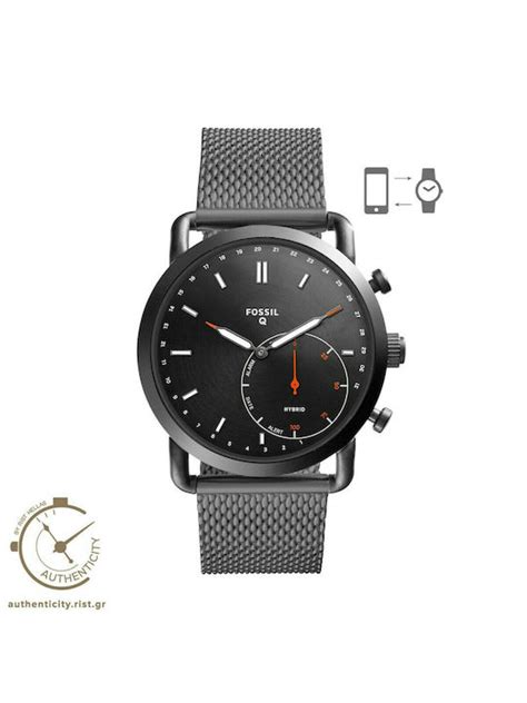 Fossil Q Commuter Hybrid Stainless Steel 42mm Smartwatch Γκρι Skroutzgr