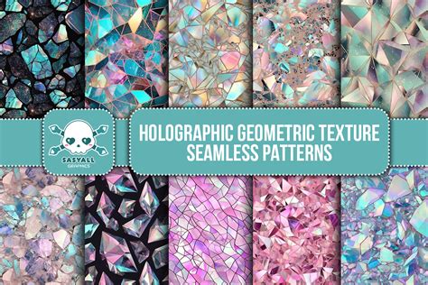 Holographic Geometric Seamless Patterns Graphic By Sasyall Graphics