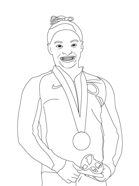 Simone Biles Stretching Coloring Page Free Printable Coloring Pages